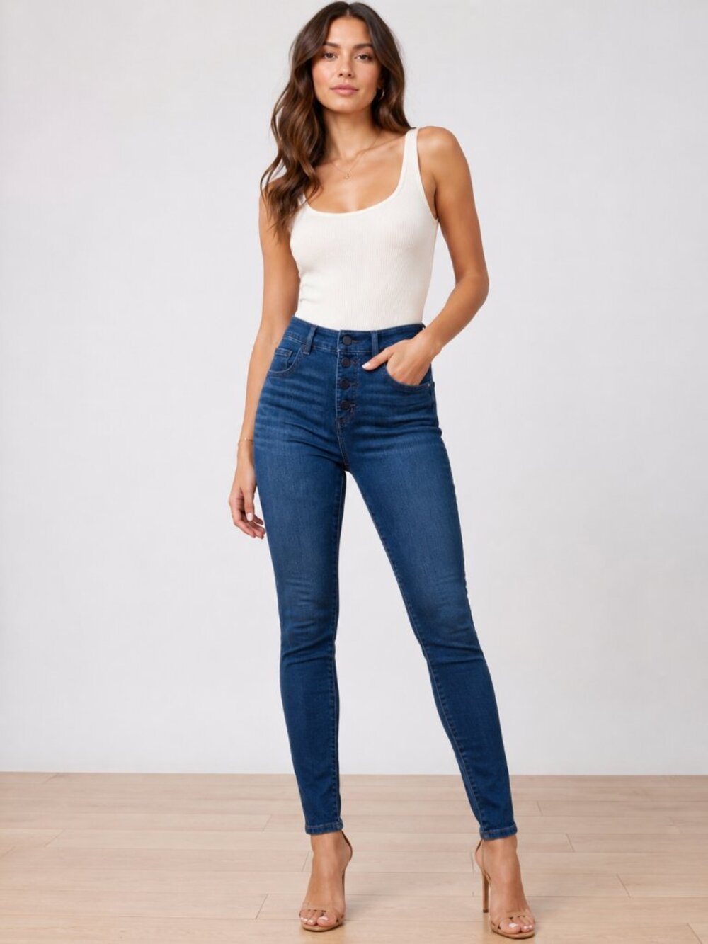Loft Slim Pockets Women's Blue Jeans Skinny Denim Button Fly Size 27/4 JR